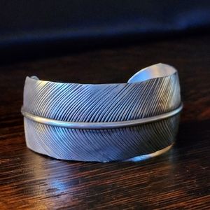VINTAGE Silver Navajo Feather Cuff